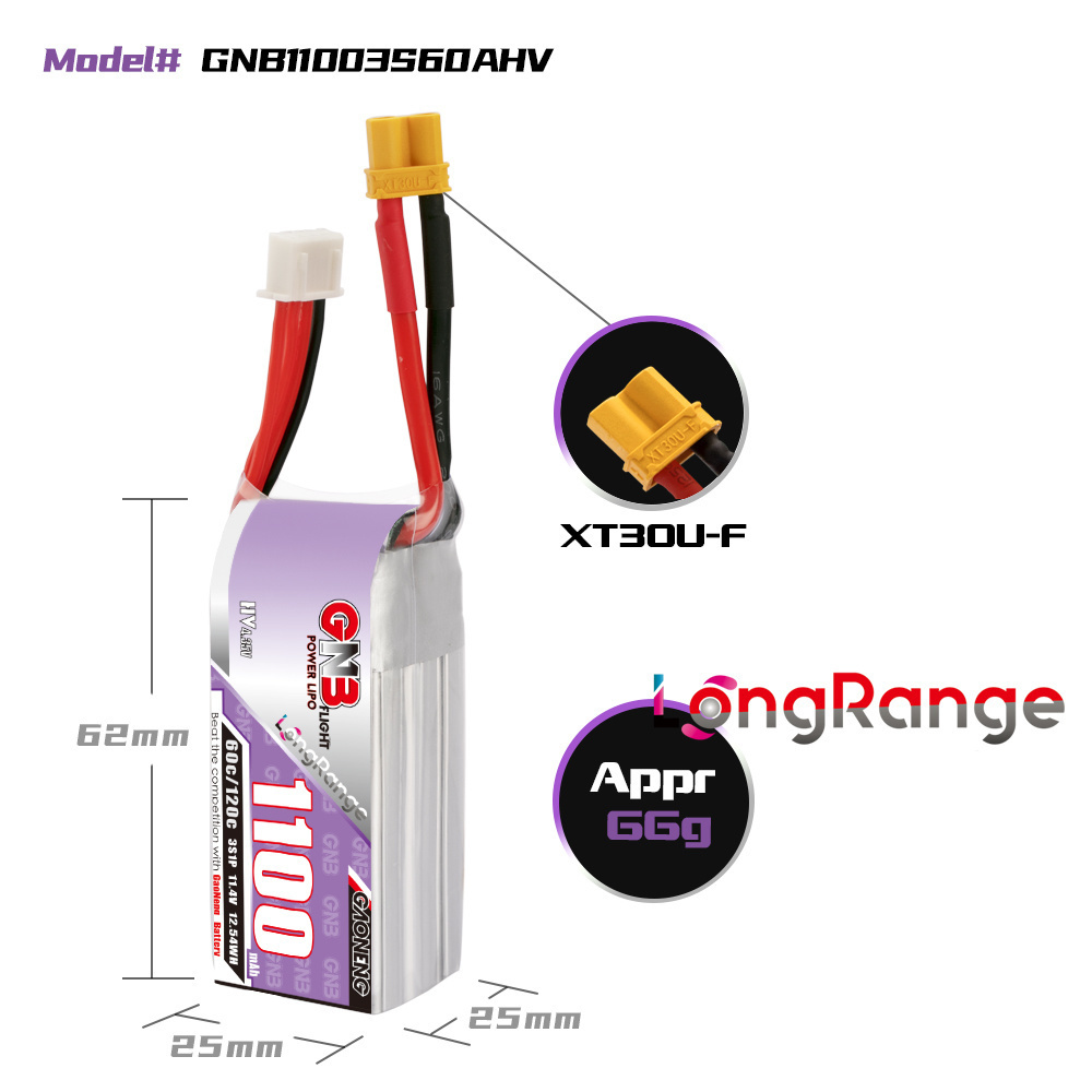 GNB 1100mAh 2S 3S 4S 6S 60C/12 - Fpv Drone Battery incelemesi ve fiyatı